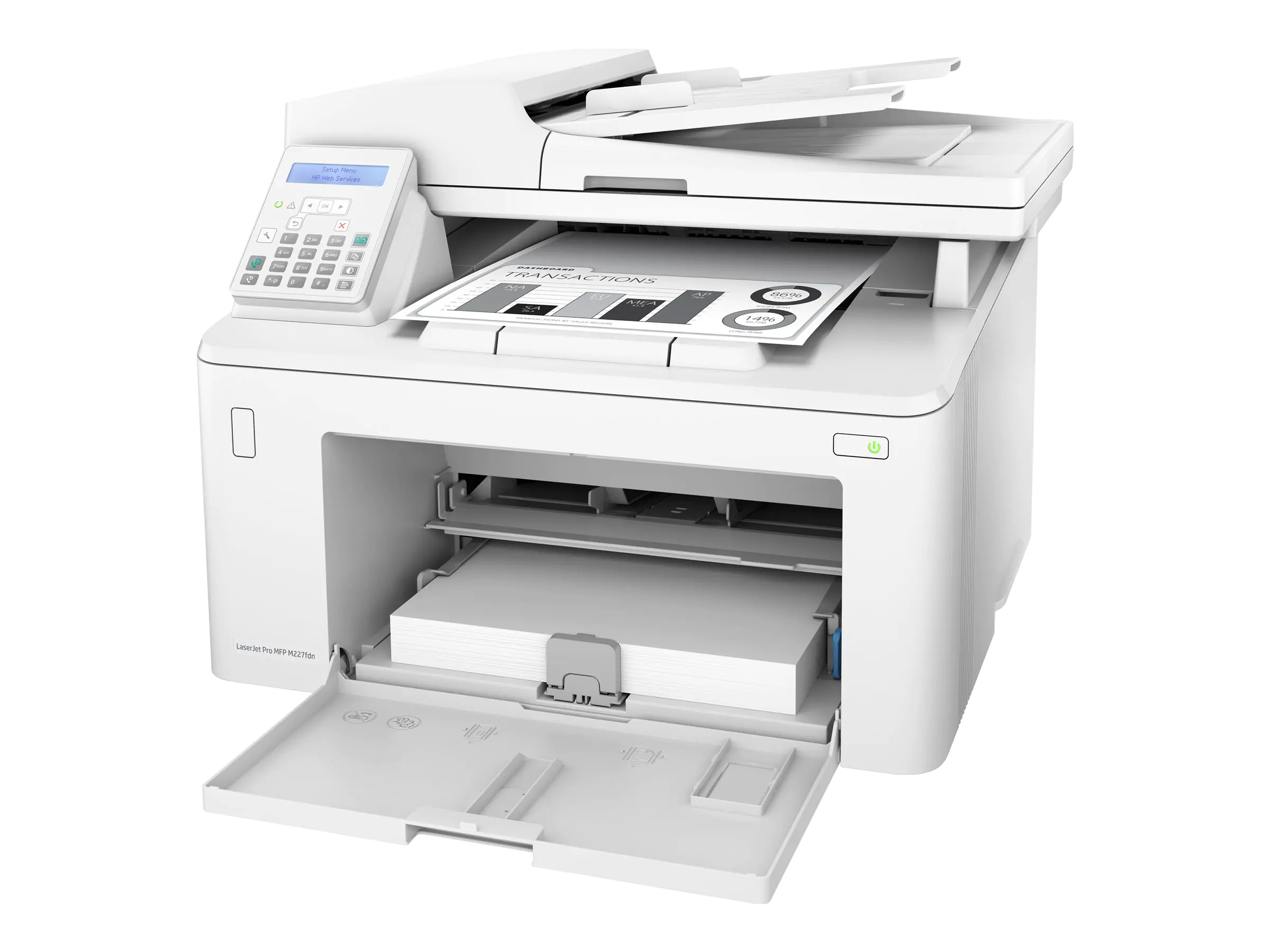 HP LaserJet Pro MFP M227fdn - Multifunktionsdrucker - s/w - Laser - Legal (216 x 356 mm) (Original) - A4/Legal (Medien) - bis zu 28 Seiten/Min. (Kopieren) - bis zu 28 Seiten/Min. (Drucken) - 260 Blatt - 33.6 Kbps - USB 2.0, LAN