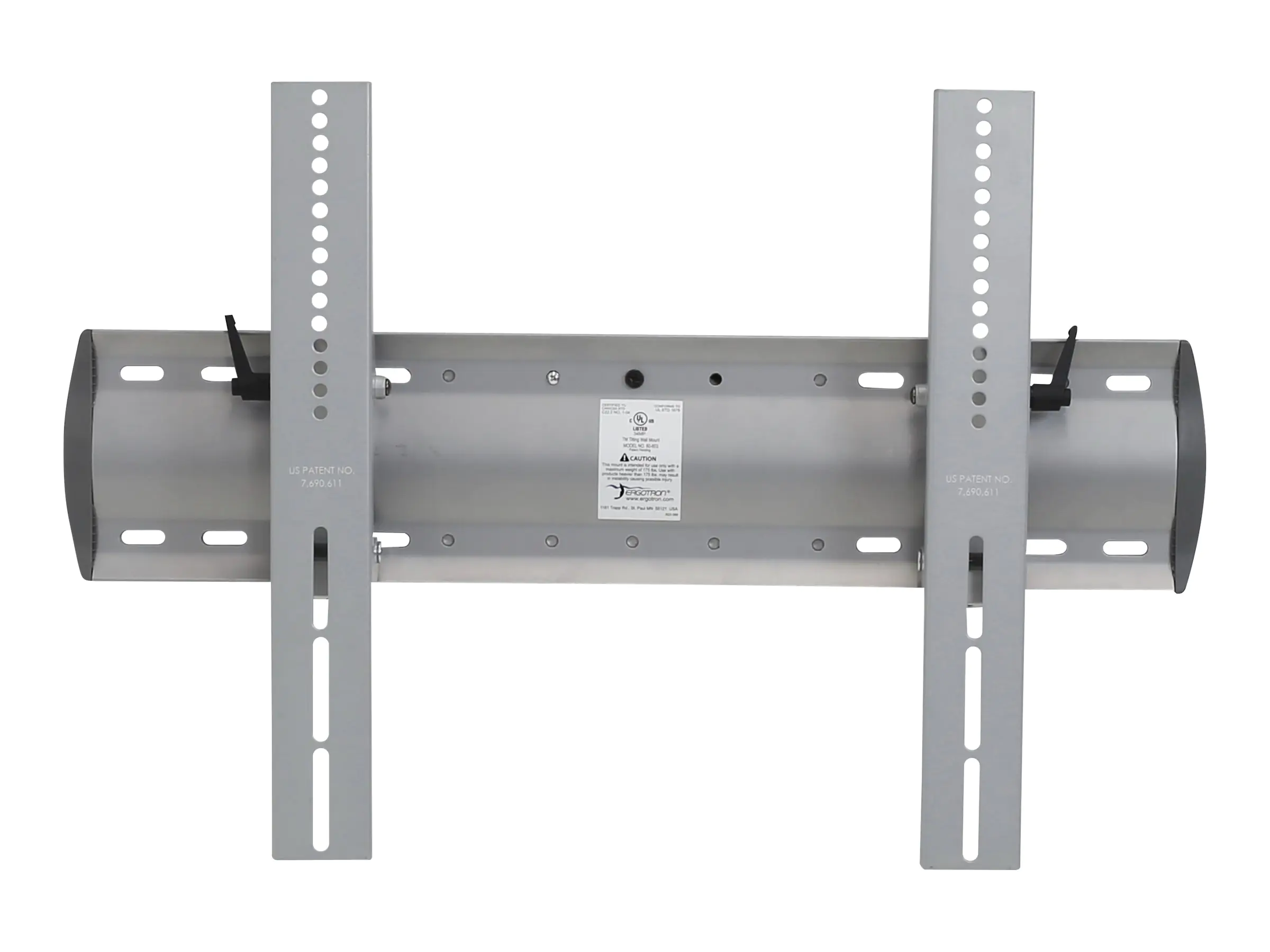 Ergotron TM Tilting Wall Mount - Befestigungskit (Wandplatte, Befestigungen, 2 Klammern) - Konstante Krafttechnologie - für Flachbildschirm - Stahl, stranggepresstes Aluminium - Silber - Bildschirmgröße: 81.3-305 cm (32"-120")