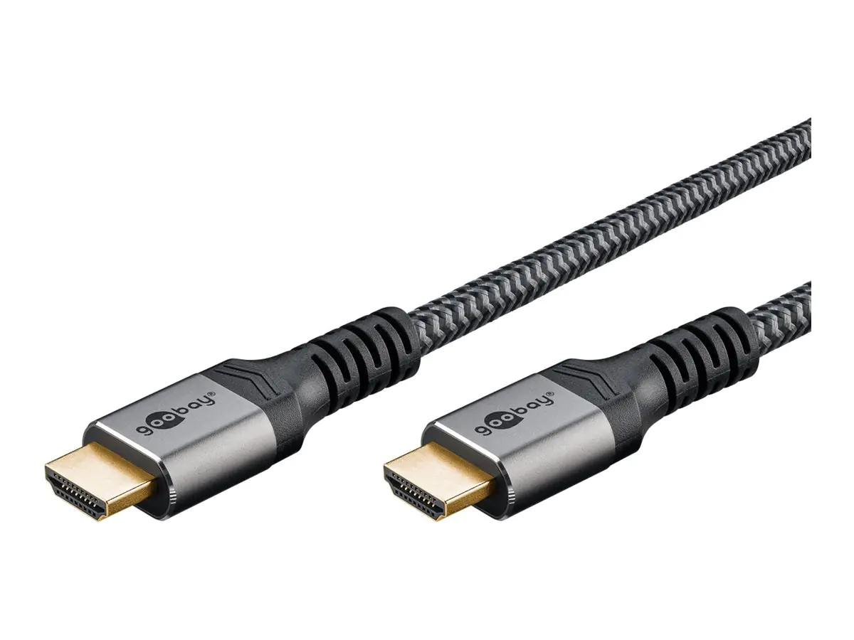 Goobay plus - Ultra High Speed - HDMI-Kabel mit Ethernet - HDMI männlich zu HDMI männlich - 1 m - Sharkskin Gray - 8K UHD (7680 x 4320) 65260