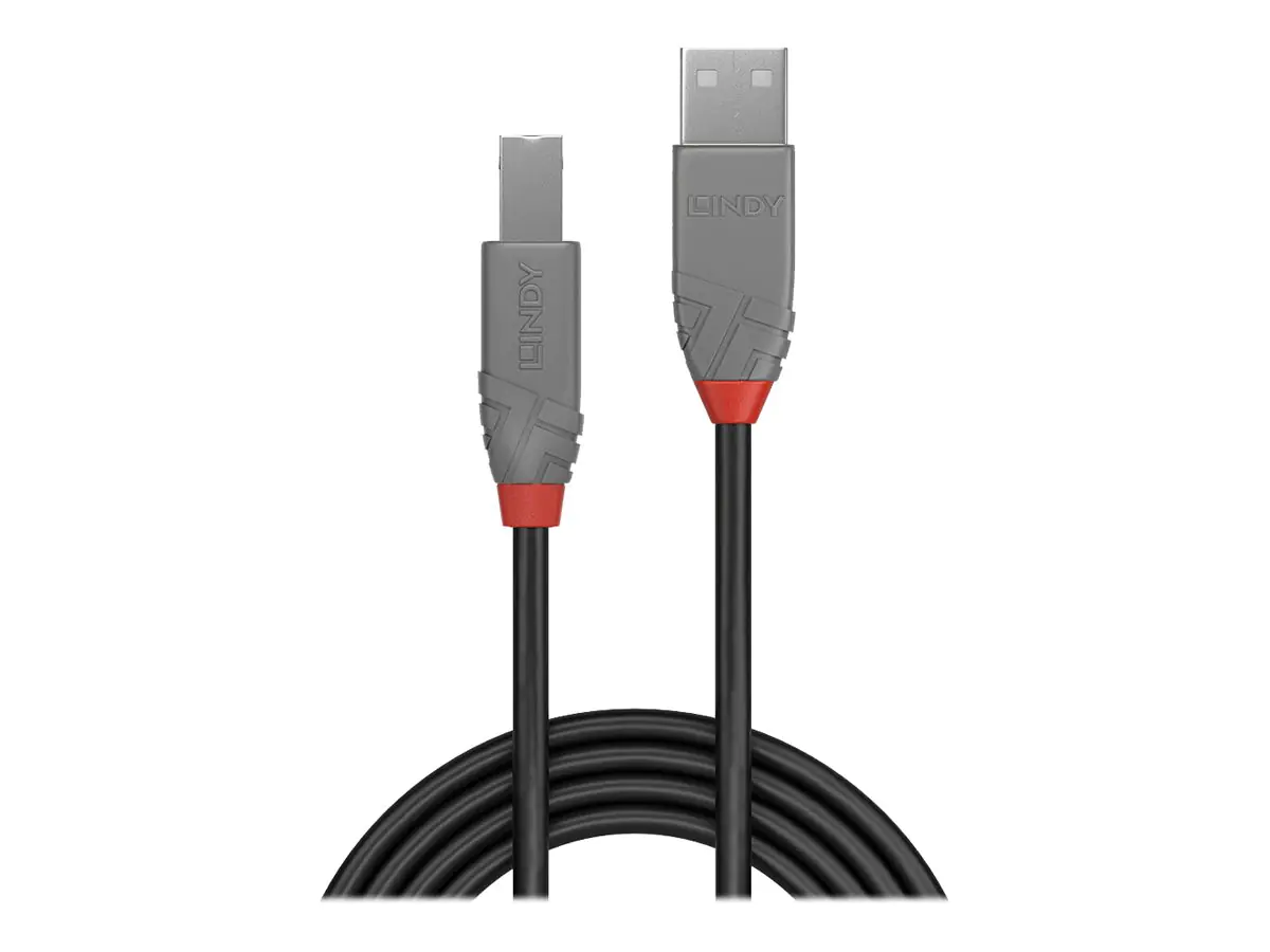 Lindy Anthra Line - USB-Kabel - USB (M) zu USB Typ B (M) - USB 2.0 - 2 m - rund - Schwarz Lindy Anthra Line - USB-Kabel - USB (M) zu USB Typ B (M) - USB 2.0 - 2 m - rund - Schwarz