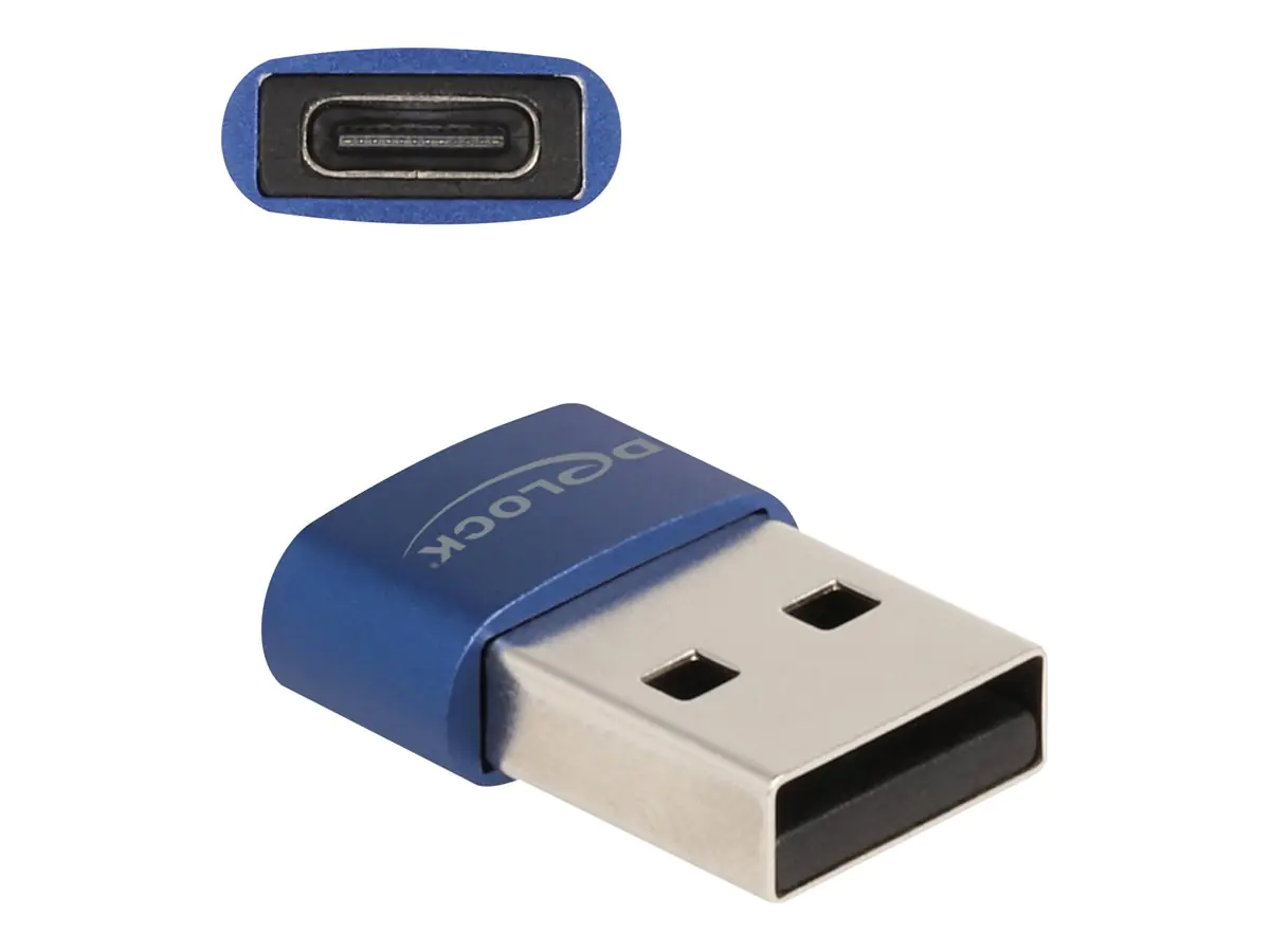 Delock - USB-Adapter - USB (M) zu 24 pin USB-C (W) - USB 2.0 - 5 V - 3 A - Blau Delock - USB-Adapter - USB (M) zu 24 pin USB-C (W) - USB 2.0 - 5 V - 3 A - Blau
