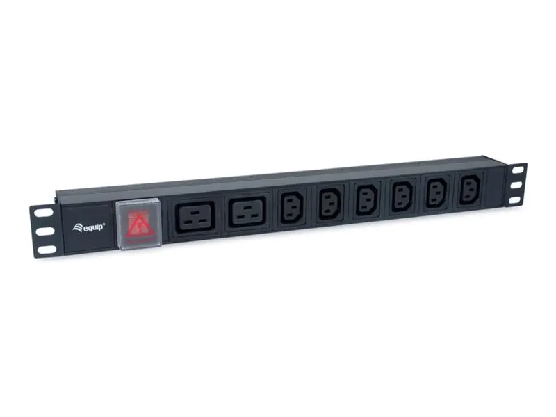 Equip Stromverteilungseinheit (Rack - einbaufähig) - Wechselstrom 220-240 V - 3500 Watt - Eingabe, Eingang IEC 60320 C20 - Ausgangsanschlüsse: 8 (6 x IEC 60320 C13, 2 x IEC 60320 C19) 333316
