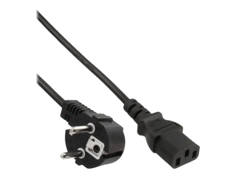 InLine - Stromkabel - CEE 7/7 (S) gewinkelt bis IEC 60320 C13 - 50 cm - Schwarz