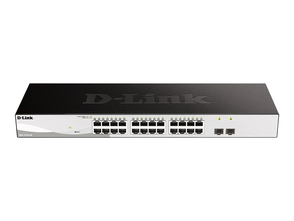 D-Link DGS 1210-26 - Switch - Smart - 24 x 10/100/1000 + 2 x Gigabit SFP - Desktop, an Rack montierbar