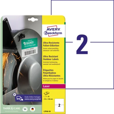 Avery Zweckform Folienetikett L7916-10 210x148mm 20 St./Pack. Avery Zweckform Folienetikett L7916-10 210x148mm 20 St./Pack.