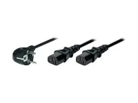 Helos - Netz-Splitter - power CEE 7/7 gewinkelt zu power IEC 60320 C13 gerade - 250 V - 10 A - 2 m - Schwarz