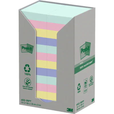 Post-it Haftnotiz Recycling Notes 653-1RPT 51x38mm sortiert 24 St. Post-it Haftnotiz Recycling Notes 653-1RPT 51x38mm sortiert 24 St.