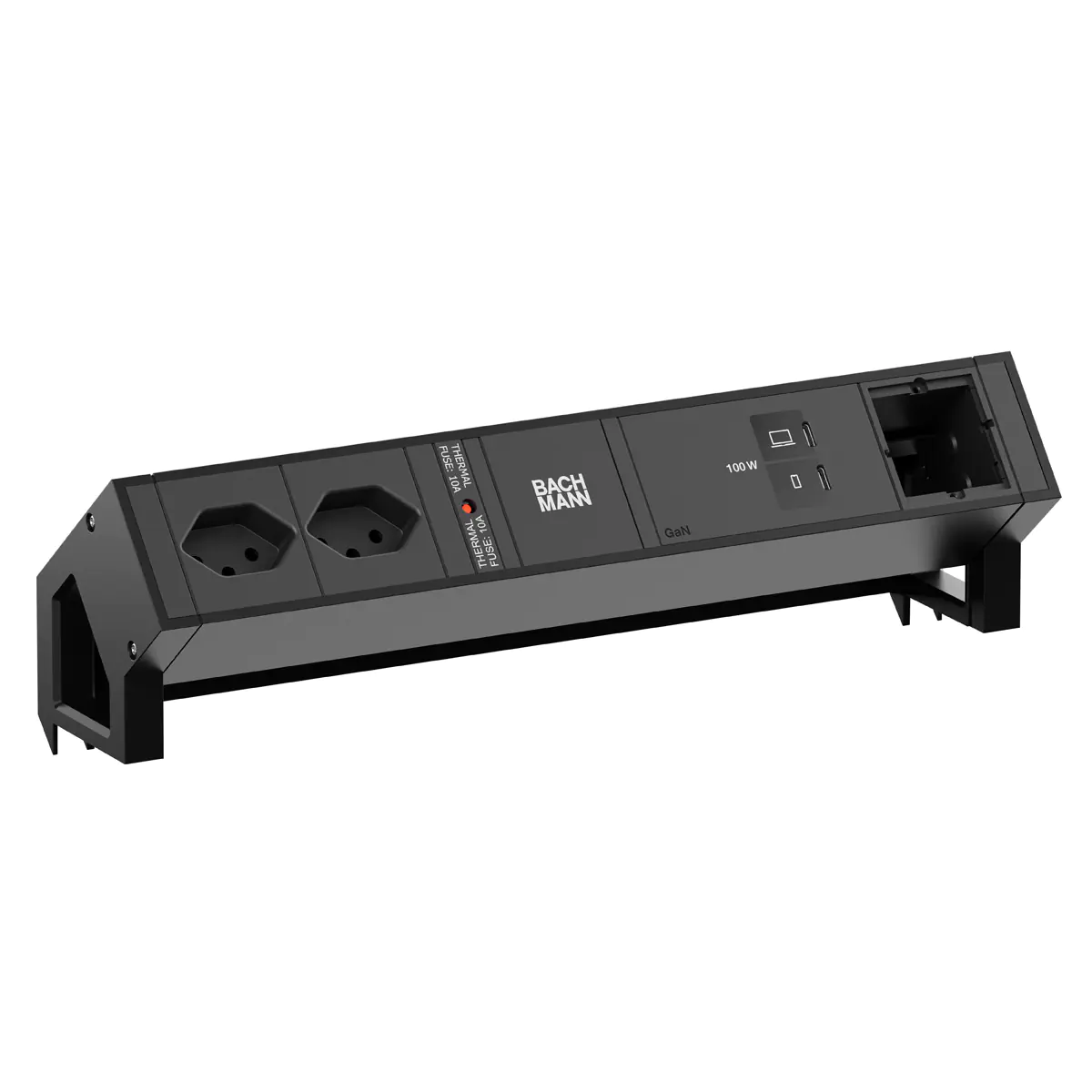 Bachmann DESK2 2xCH 90° 1xUSB C/C 100W 1xCM RAL9005 schwarz - Zubehör Stromversorgung BM0023751