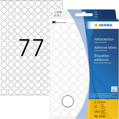 HERMA Markierungspunkt 2230 13mm Papier weiß 2.464 St./Pack. HERMA Markierungspunkt 2230 13mm Papier weiß 2.464 St./Pack.