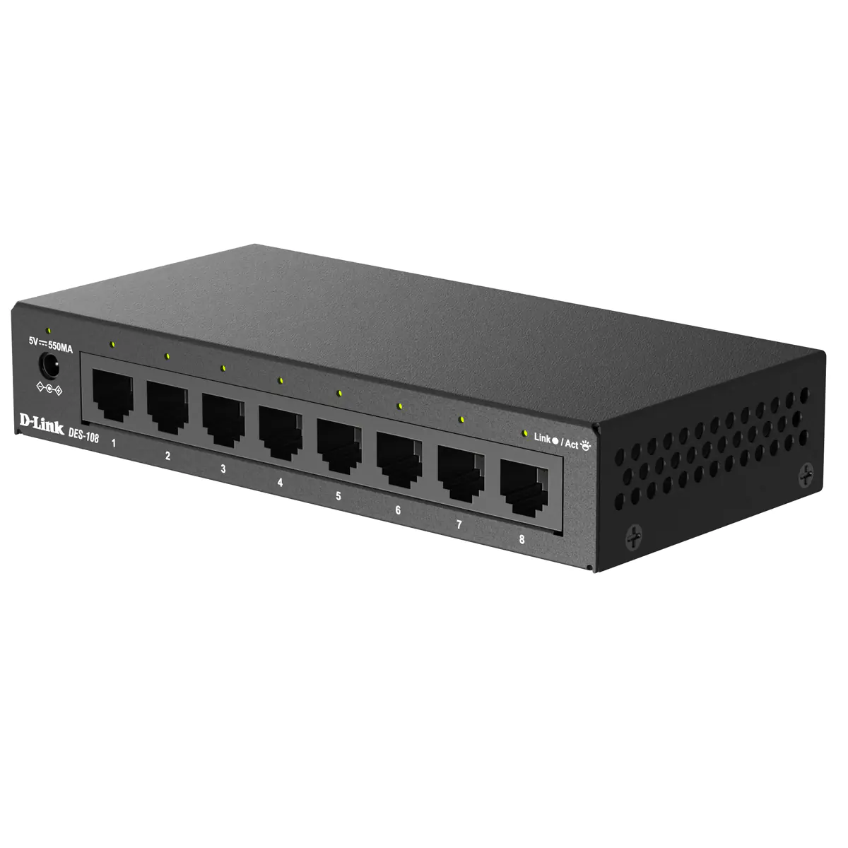D-Link Fast Ethernet Unmanaged Desktop Switch - Switch - 0,1 Gbps DES-108/V/E