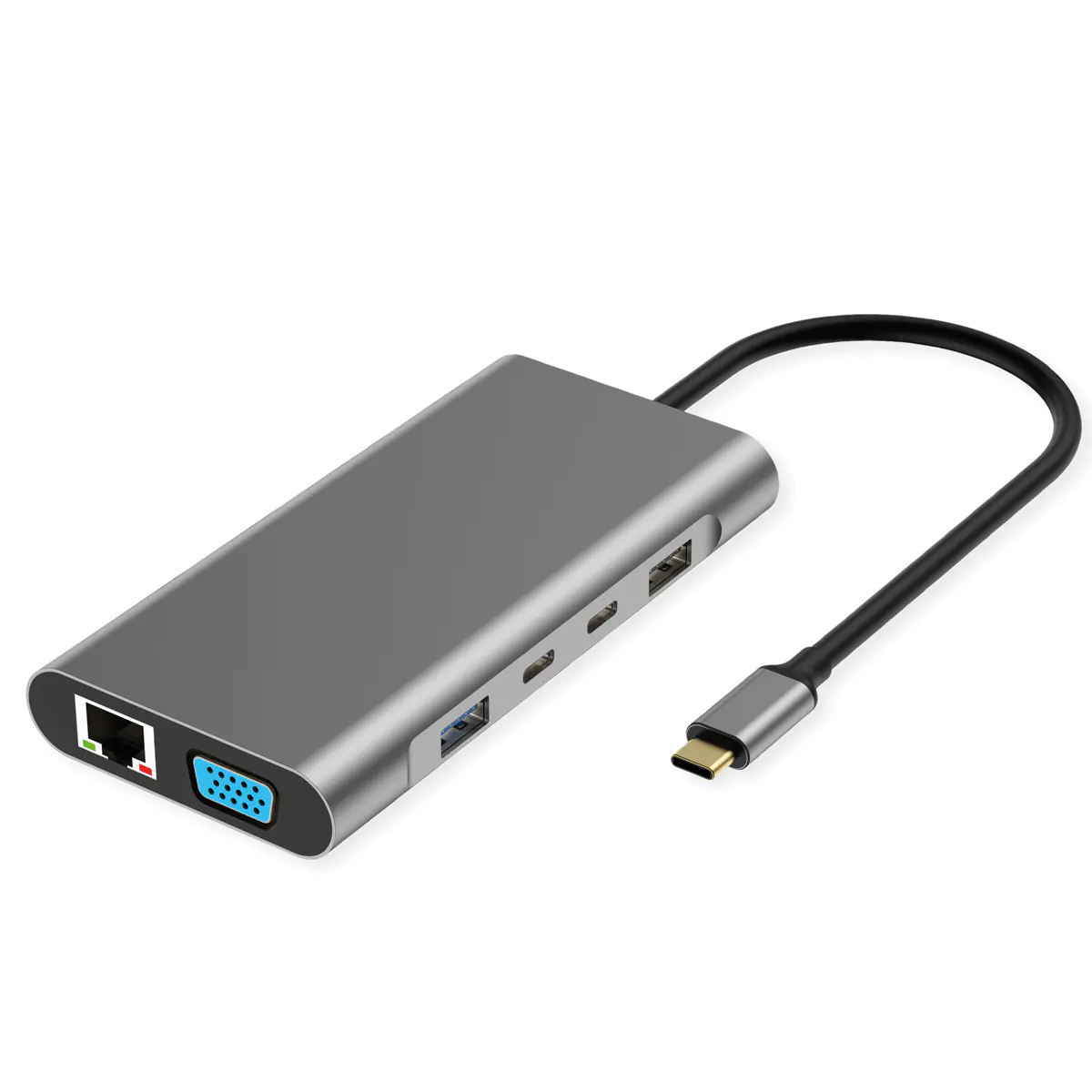 VALUE USB C Dockingstation 10-in-1 4K60 2xHDMI 1xDP/VGA/GbE USBC 2x PD - Kabel - Digital/Daten