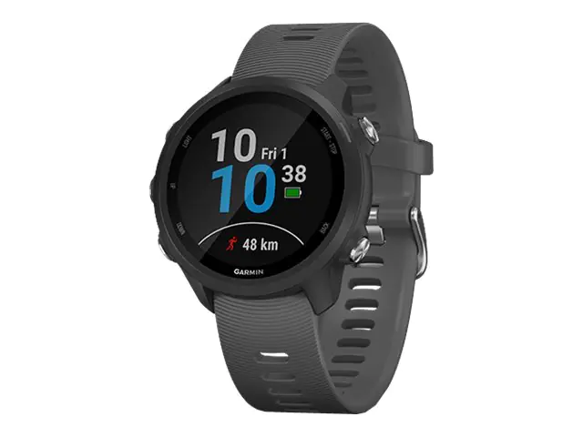 Garmin Forerunner 245 - Schwarz - Sportuhr mit Band - Silikon - grau - Handgelenkgröße: 127-204 mm - Anzeige 3 cm (1.2") - Bluetooth, ANT+ - 38.5 g