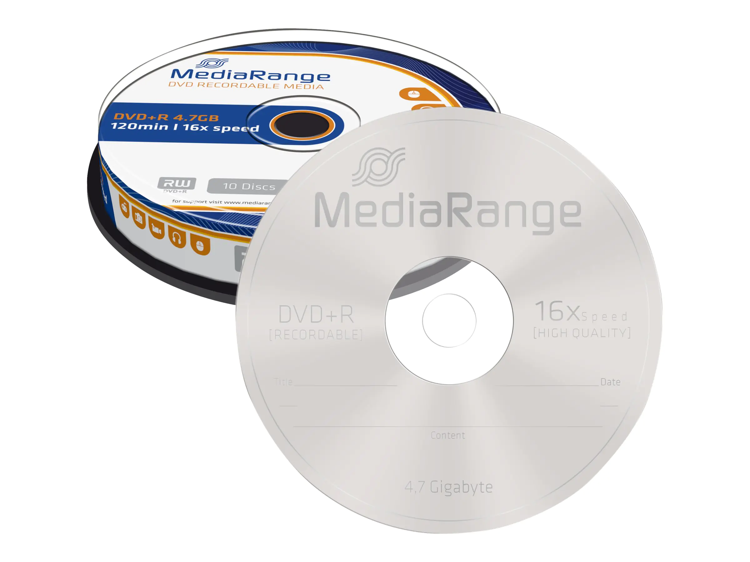 MediaRange - 10 x DVD+R - 4.7 GB (120 Min.) 16x - Spindel