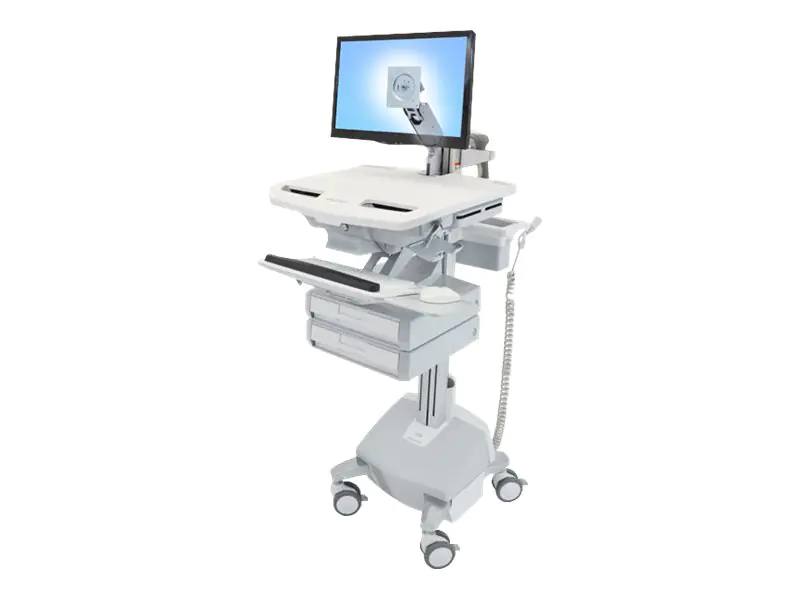 Ergotron Wagen - offene Architektur - für LCD-Display / PC-Ausrüstung - medizinisch - Aluminium, verzinker Stahl, hochwertiger Kunststoff - Grau, weiß, Polished Aluminum - Bildschirmgröße: bis zu 61 cm (bis zu 24 Zoll) SV44-1222-2