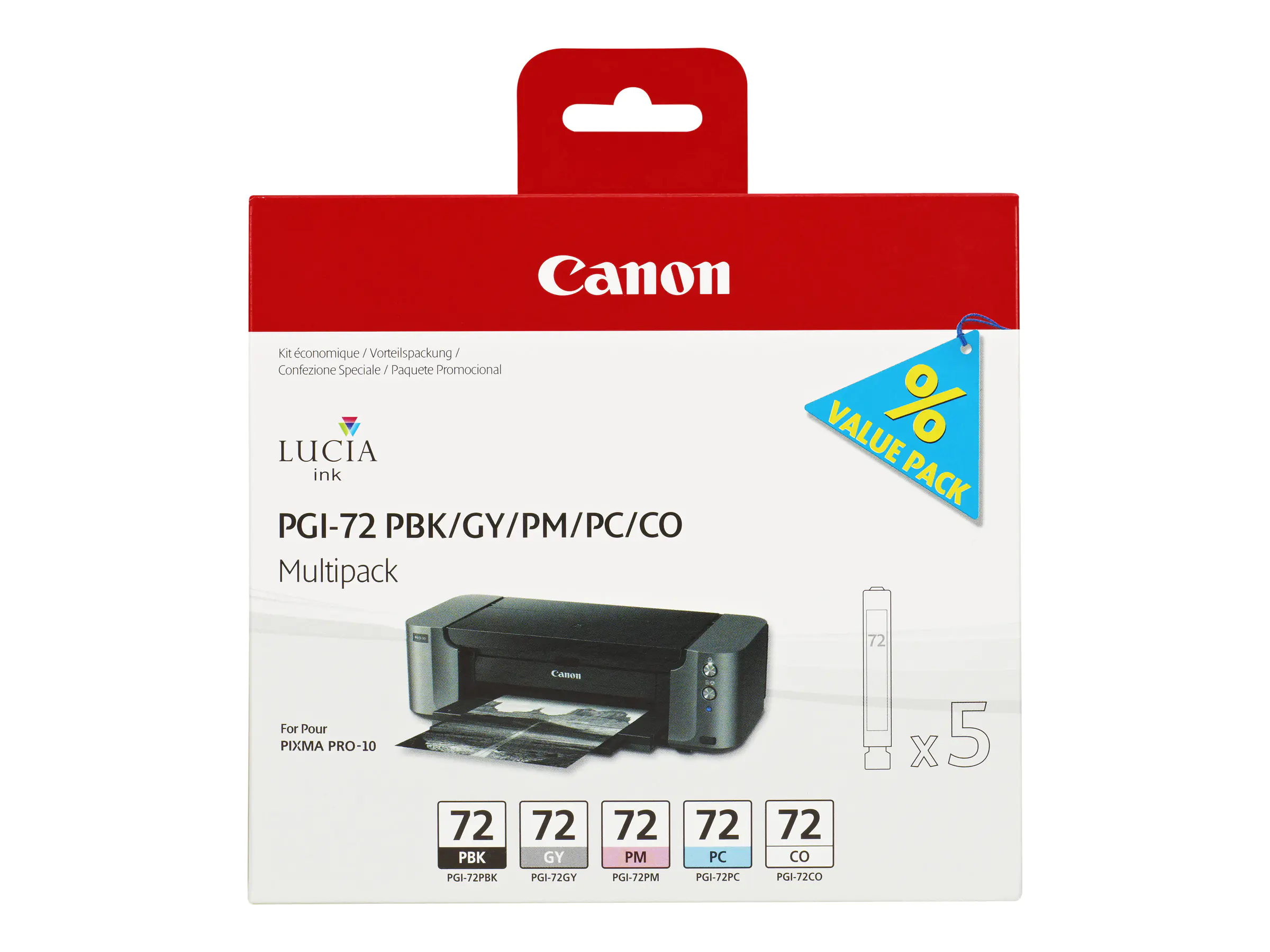 Canon PGI-72 PBK/GY/PM/PC/CO Multipack - 5er-Pack - Grau, Photo schwarz, Photo Cyan, Photo Magenta, Chroma-Optimierer - Original - Tintenbehälter - für PIXMA PRO-10, PRO-10S; PIXUS PRO-10 Canon PGI-72 PBK/GY/PM/PC/CO Multipack - 5er-Pack - Grau, Photo schwarz, Photo Cyan, Photo Magenta, Chroma-Optimierer - Original - Tintenbehälter - für PIXMA PRO-10, PRO-10S; PIXUS PRO-10