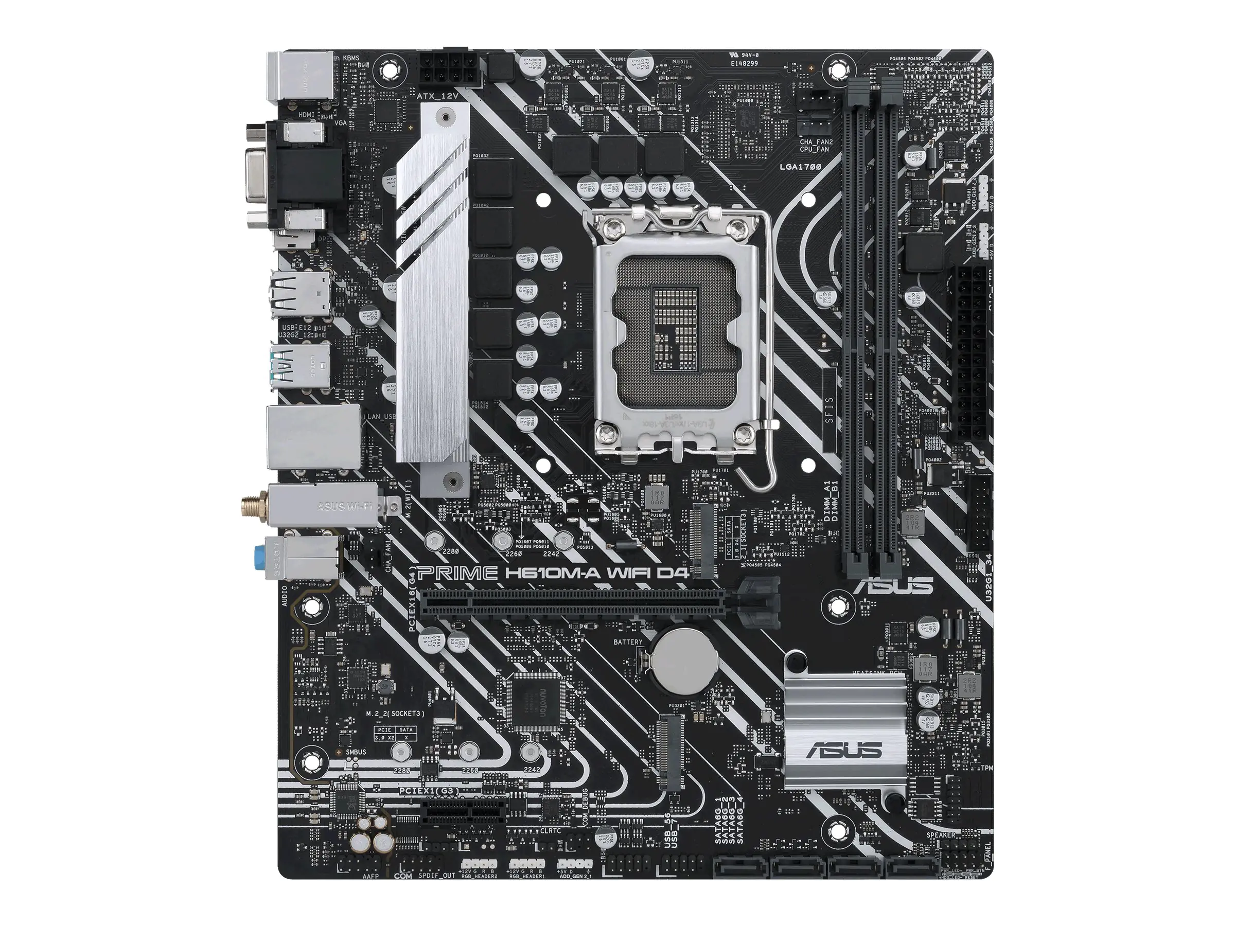 ASUS PRIME H610M-A WIFI D4 - Motherboard - micro ATX - LGA1700-Sockel - H610 Chipsatz - USB 3.2 Gen 1, USB 3.2 Gen 2 - Gigabit LAN, Wi-Fi, Bluetooth - Onboard-Grafik (CPU erforderlich) - HD Audio (8-Kanal)