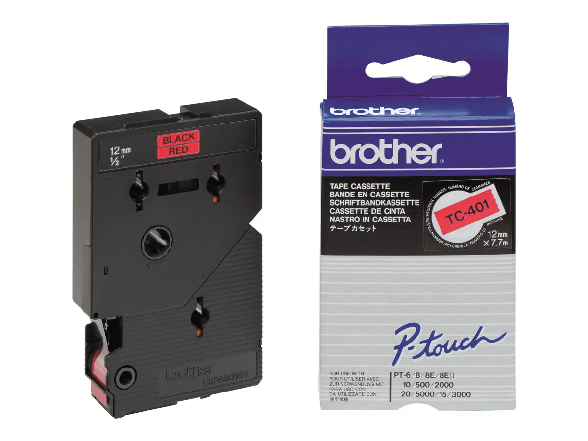 Brother Schwarz, Rot - Rolle (1,2 cm x 7,7 TC401