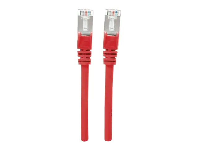 Intellinet Network Patch Cable, Cat7 Cable/Cat6A Plugs, 0.5m, Red, Copper, S/FTP, LSOH / LSZH, PVC, RJ45, Gold Plated Contacts, Snagless, Booted, Polybag - Patch-Kabel - RJ-45 (M) bis RJ-45 (M) - 50 cm - SFTP - CAT 7 (Kabel) / CAT 6a (Anschlüsse) - haloge