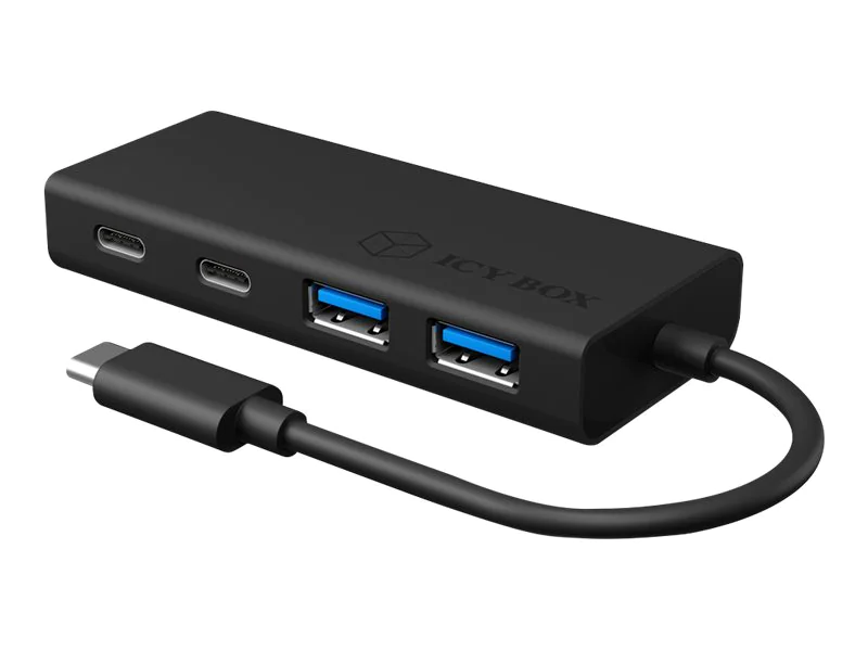 ICY BOX IB-HUB1426-CPD, USB 3.2 Gen 1 Type-C® Hub zu 2x Type-C® und 2x Type-A USB Anschlüssen und Power Delivery bis zu 60 W, USB 3.2 Gen 1 (3.1 Gen 1) Type-C, USB 3.2 Gen 1 (3.1 Gen 1) Type-A, USB 3.2 Gen 1 (3.1 Gen 1) Type-C, 5000 Mbit/s, Schwarz,