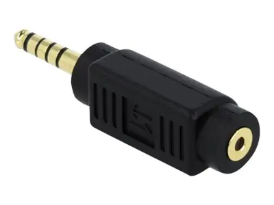Delock - Audiokoppler - Symmetrisches Stereo 4,4 mm männlich zu 4-poliger Mikro-Stecker weiblich - Schwarz