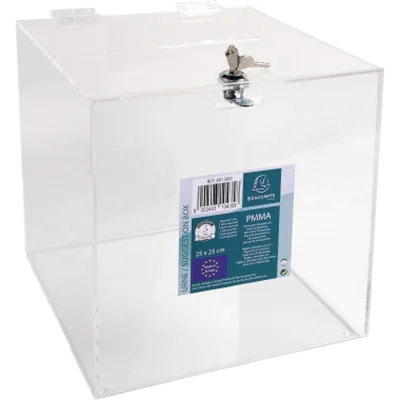 Exacompta Einwurfbox 25 x 25 x 25 cm (B x H x T) mit Schloss Acryl kristall