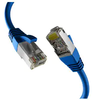 EFB-Elektronik - Patch-Kabel - RJ-45 (M) zu RJ-45 (M) - 20 m - 6.2 mm - S/FTP, PiMF - CAT 8.1 - geschirmt, halogenfrei, geformt, verseilt, Knickschutzmanschette, 40 Gigabit Ethernet, Steckerbelegung 1:1 - Blau