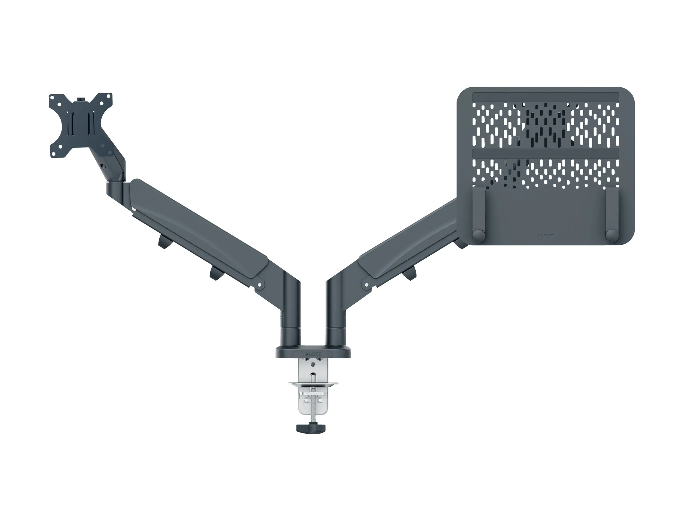 Leitz Ergo - Befestigungskit (spring-assisted dual arm) - für 2 LCD-Displays oder LCD-Display und Notebook - space saving - Dunkelgrau - Bildschirmgröße: 43.2-81.3 cm (17"-32")