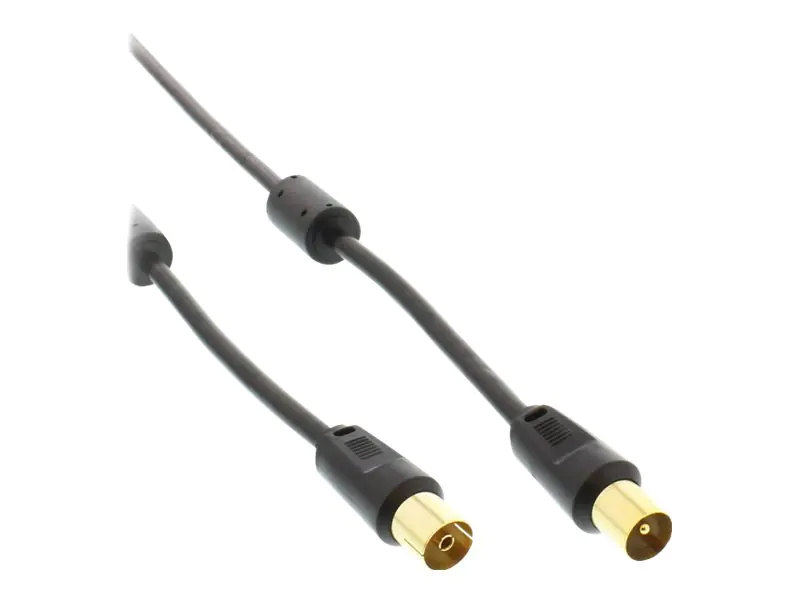 InLine Premium - Antennenverlängerungskabel - IEC-Anschluss männlich zu IEC-Anschluss weiblich - 5 m - doppelt abgeschirmtes Koaxialkabel - 85 dB - Schwarz InLine Premium - Antennenverlängerungskabel - IEC-Anschluss männlich zu IEC-Anschluss weiblich - 5 m - doppelt abgeschirmtes Koaxialkabel - 85 dB - Schwarz