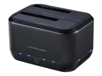 LC-Power LC-DOCK-U3-III - HDD-Dockingstation mit Klon-Funktion, Ein/Aus-Schalter Schächte: 2 - 2,5" / 3,5" gemeinsam genutzt (6,4 cm/8,9 cm gemeinsam genutzt)
