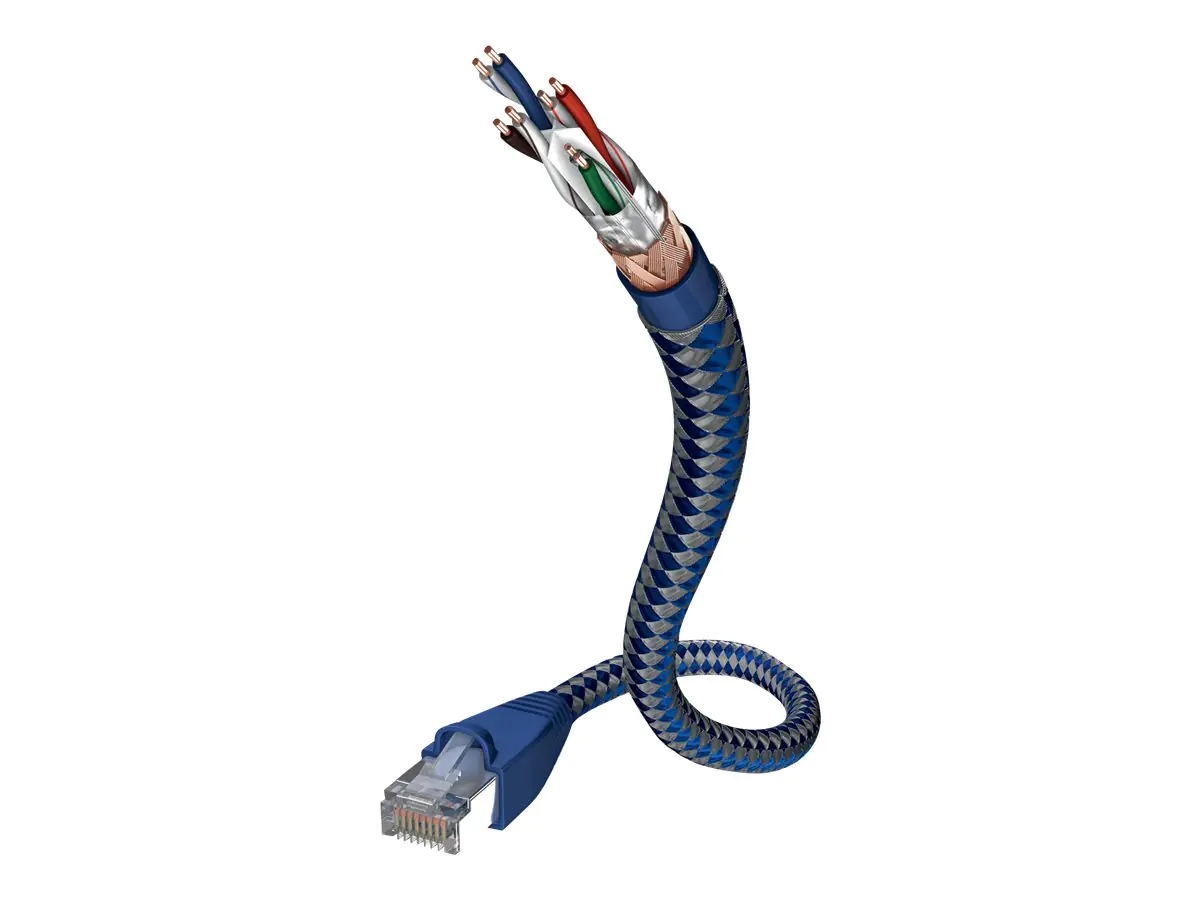 in-akustik Premium - Netzwerkkabel - RJ-45 (M) bis RJ-45 (M) - 5 m - SF/UTP - CAT 6 - geschirmt, ohne Haken - Blau, Silber
