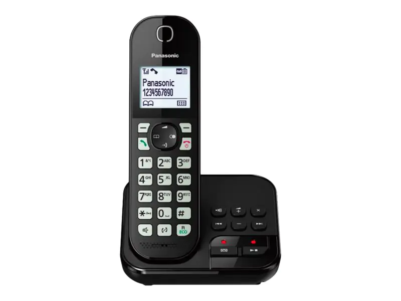 Panasonic KX-TGC463GB - Schnurlostelefon - Anrufbeantworter mit Rufnummernanzeige - Schwarz + 2 zusätzliche Handsets