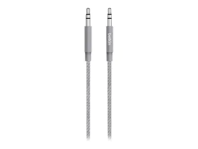 Belkin MIXIT Metallic Aux Cable - Audiokabel - mini-phone stereo 3.5 mm männlich zu mini-phone stereo 3.5 mm männlich - 1.2 m - Grau