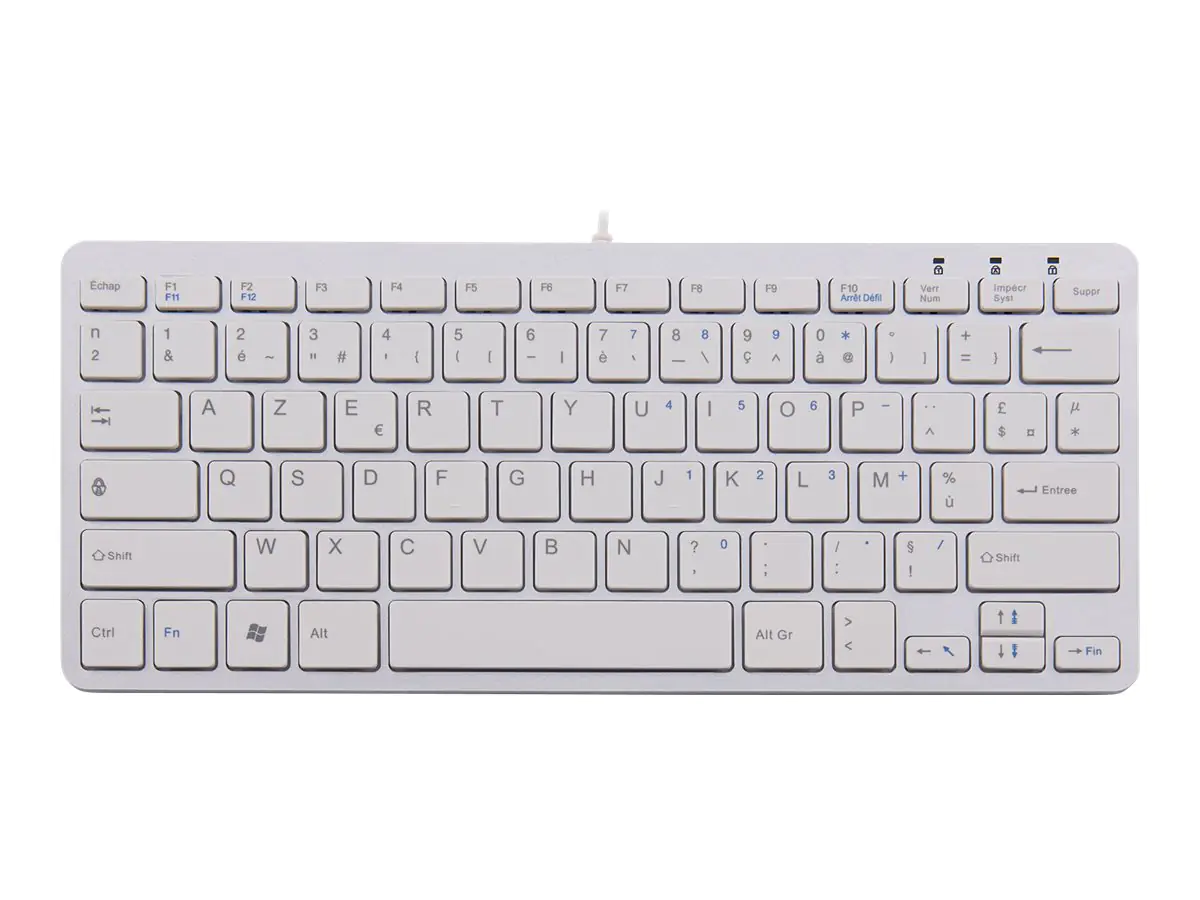 R-Go Compact Tastatur, AZERTY (FR), weiß, drahtgebundenen - Tastatur - USB - AZERTY - Französisch - weiß