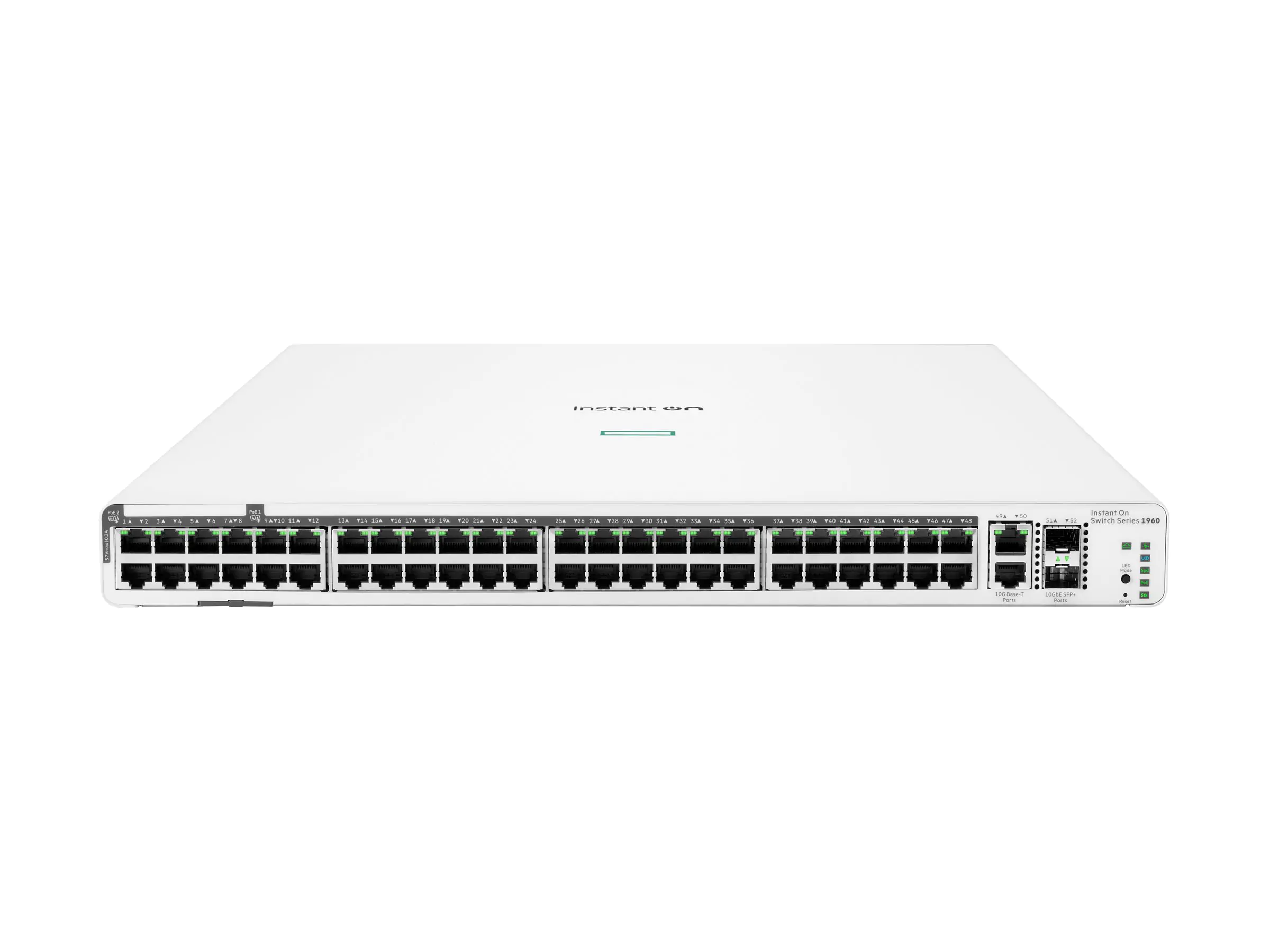 HPE Aruba Instant On 1960 48G 40p Class4 8p Class6 PoE 2XGT 2SFP+ 600W Switch - Switch - managed - 48 x 10/100/1000 + 2 x 10 Gigabit SFP+ + 2 x 100/1000/10GBase-T - an Rack montierbar - PoE (600 W) - BTO