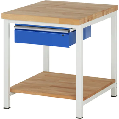 RAU Werkbank 8000 750 x 840-1.040 x 900 mm (B x H x T) enzianblau lichtgrau