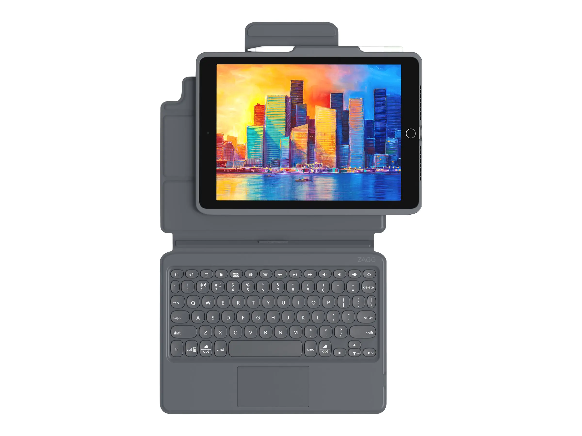 ZAGG Pro Keys - Tastatur und Foliohülle - mit Trackpad - hintergrundbeleuchtet - Bluetooth - QWERTZ - Deutsch - Schwarz/Grau Tastatur, Schwarz/Grau Gehäuse - für Apple 10.2-inch iPad (7. Generation, 8. Generation) 103407953