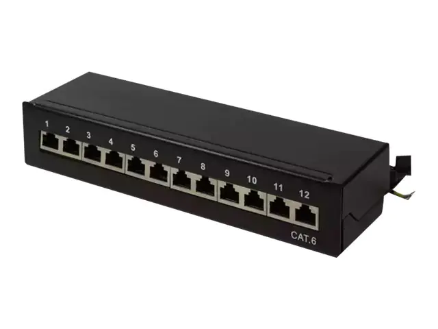 LogiLink - Patch Panel - geeignet für Wandmontage - RJ-45 X 12 - Schwarz, RAL 9005