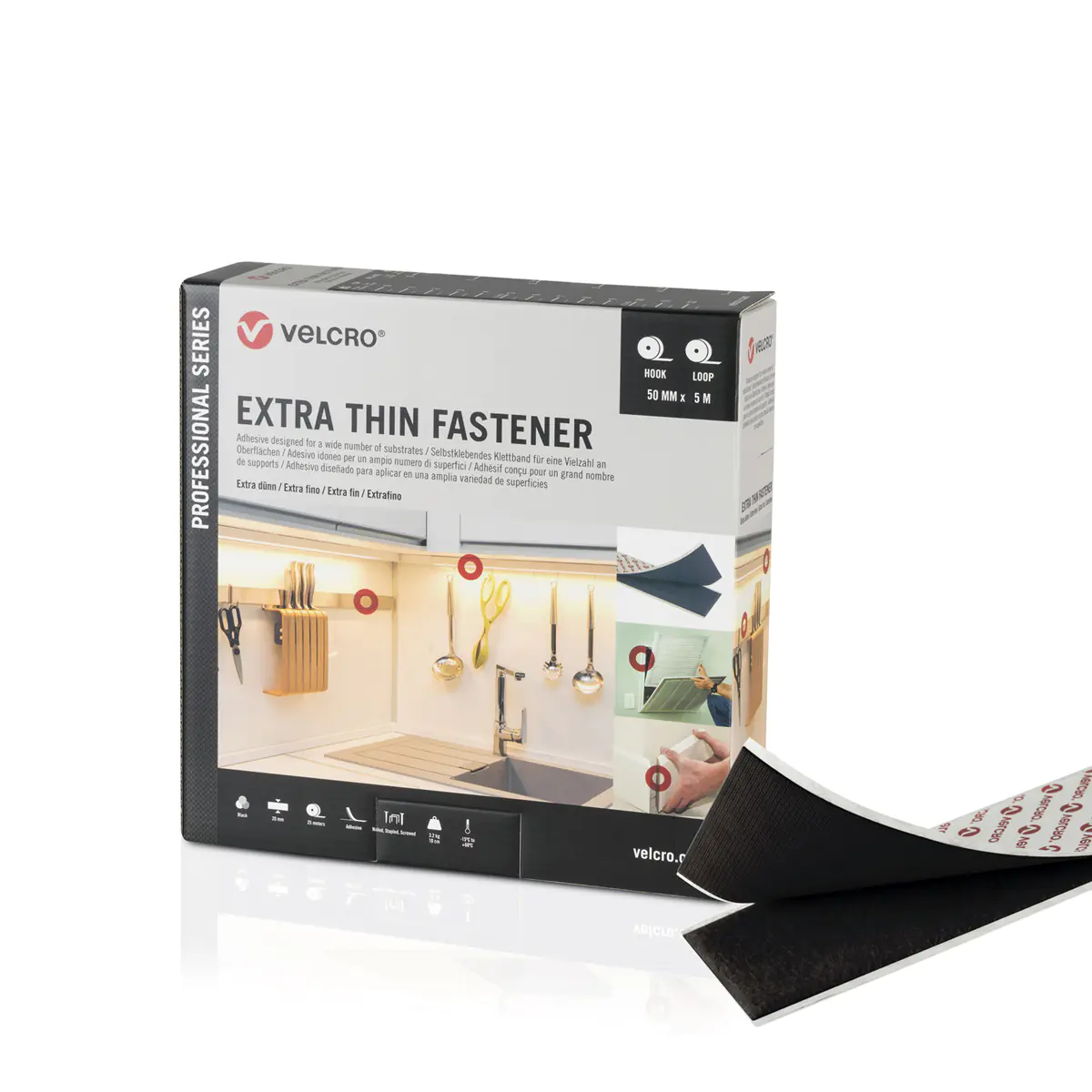 VELCRO XThin je5m Hkn&Flschb 50mm Schwz VEL-PS20018
