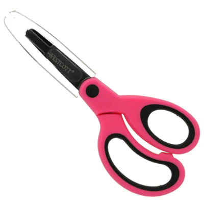 Westcott Bastelschere NEON Colour Kids 130mm inkl. transparente Klingenhülle Stahl pink