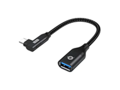 Conceptronic - USB-Kabel - 24 pin USB-C (M) gewinkelt zu USB Typ A (W) - USB 3.2 Gen 2 - 3 A - 20 cm - USB On-The-Go (OTG), bis zu 10 Gbps Datentransferrate - Schwarz