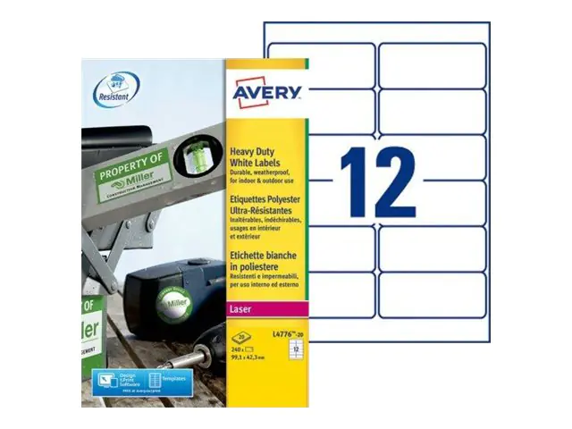 Avery Zweckform Folienetikett L4776-20 99,1x42,3mm 240 St./Pack.