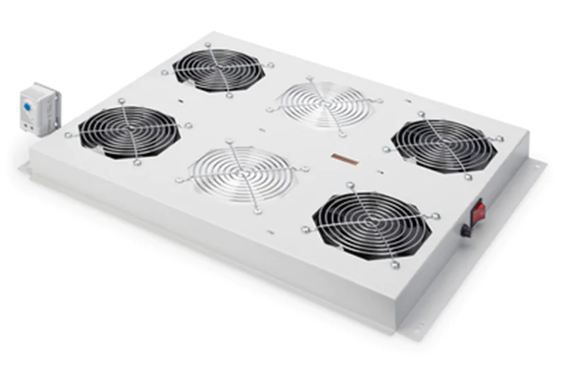 DIGITUS Professional DN-19 FAN-4-SRV - Rack-Dach mit 2 Lüftern - mit 4 Lüfter - Hellgrau, RAL 7035 - 48.3 cm (19")