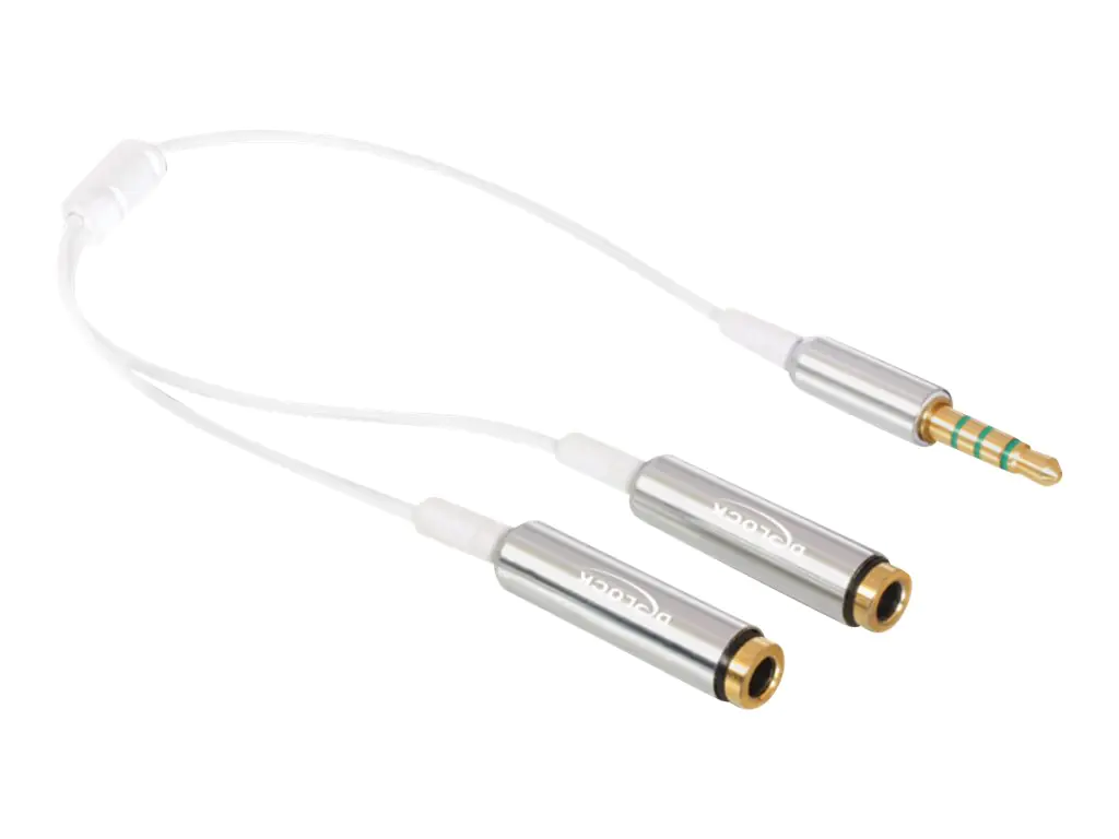 Delock - Audio-Splitter - 4-poliger Mini-Stecker weiblich zu 4-poliger Mini-Stecker männlich - 25 cm - weiß