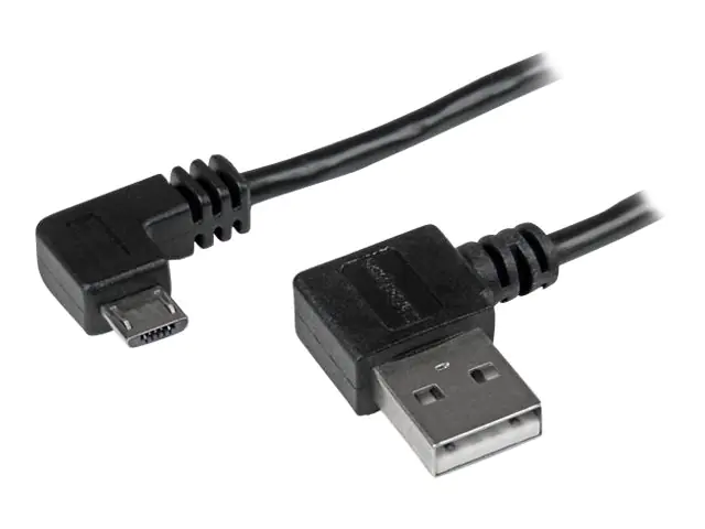 StarTech Micro USB Kabel mit rechts gewinkelten Anschlüssen - Stecker/Stecker - 1m - USB A zu Micro B Anschlusskabel - USB-Kabel - Micro-USB Typ B (M) zu USB (M) - USB 2.0 - 1 m - rechts-gewinkelter Stecker - Schwarz - für P/N: USB2PCARBK, USB2PCARBKS, US