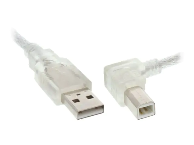 InLine - USB-Kabel - USB Typ B (M) zu USB (M) - USB 2.0 - 1 m - rechts-gewinkelter Stecker - durchsichtig