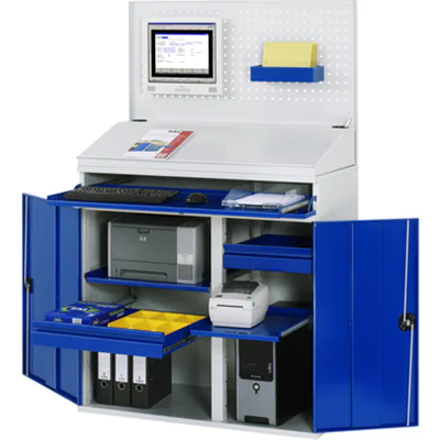 RAU PC-Arbeitsplatz Modell 61 1.100 x 1.770 x 520 mm (B x H x T) abschließbar Stahl, pulverbeschichtet