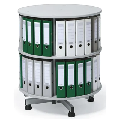 Ordnersäule 100cm 0,93m 2 Etagen 72 Ordner drehbar lichtgrau