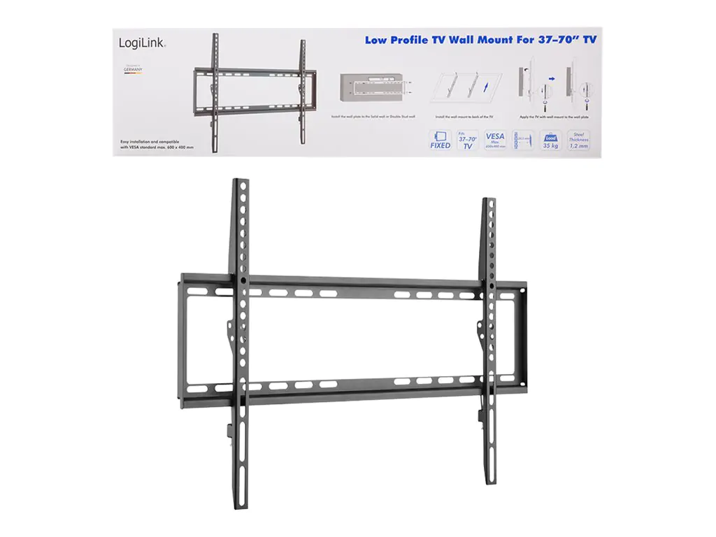 LogiLink Low Profile - Klammer - für Flachbildschirm - fester, kaltgepresster Stahl - Bildschirmgröße: 94-177.8 cm (37"-70") - Wandmontage