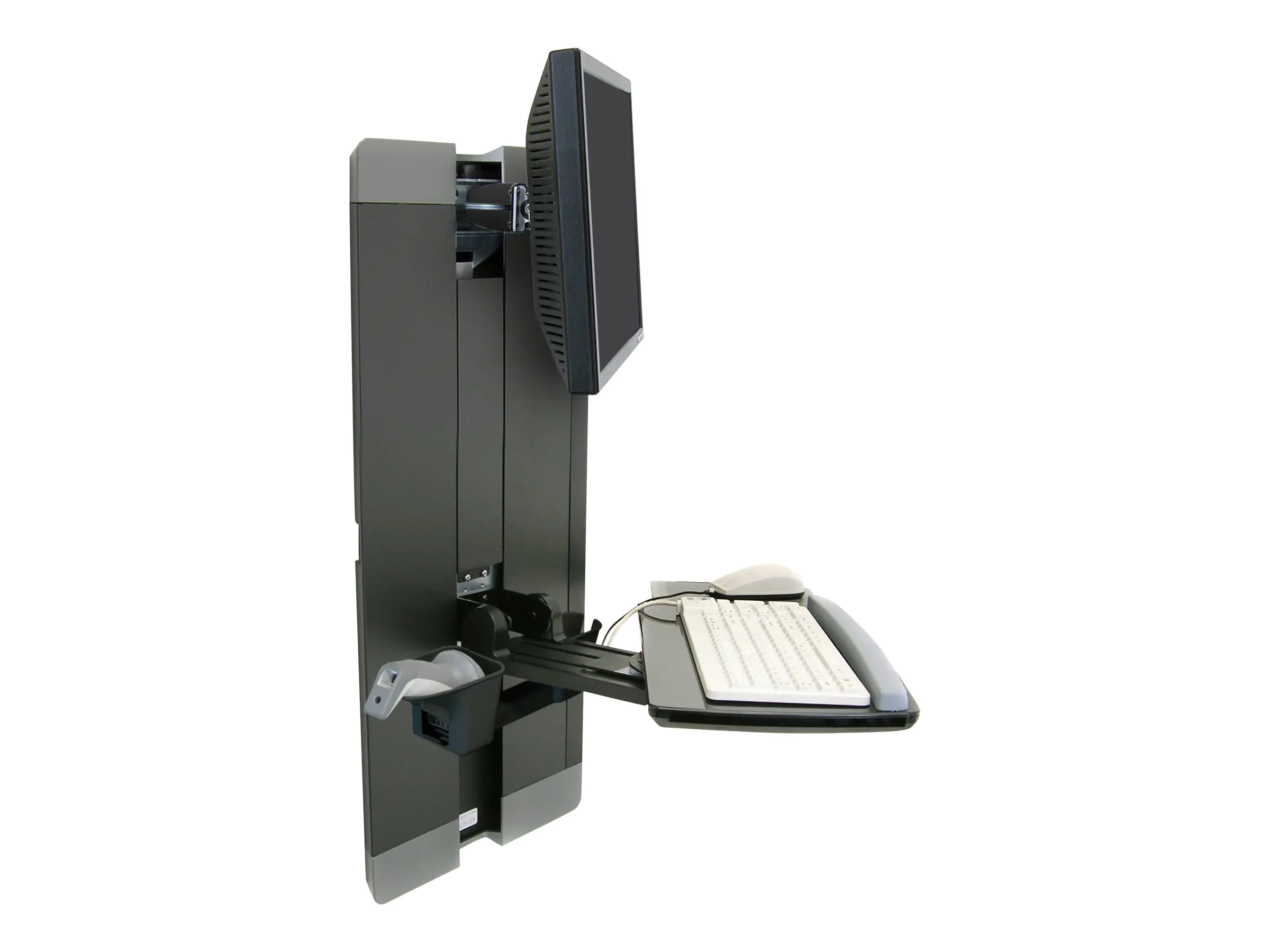 Ergotron - Befestigungskit (Wandmontage, Tastaturarm, Handgelenkkissen, Maushalterung, vertikale Verstellschiene) - für LCD-Display / PC-Ausrüstung - Patientenzimmer - Stahl - Schwarz - Bildschirmgröße: 61 cm (24") - Wandmontage