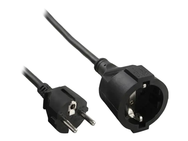 InLine - Spannungsversorgungs-Verlängerungskabel - power CEE 7/7 (W) zu power CEE 7/7 (M) - Wechselstrom 230 V - 2 m - Schwarz